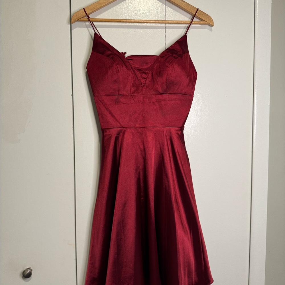 Elegant Red Spaghetti Strap Dress